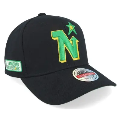 Mitchell&Ness - NHL Svart adjustable Keps - Hatstore Exclusive x Minnesota North Stars Wordmark Black/Green Adjustable @ Hatstore