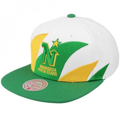 Mitchell&Ness - NHL Vit snapback Keps - Minnesota North Stars Vintage Sharktooth White Snapback @ Hatstore