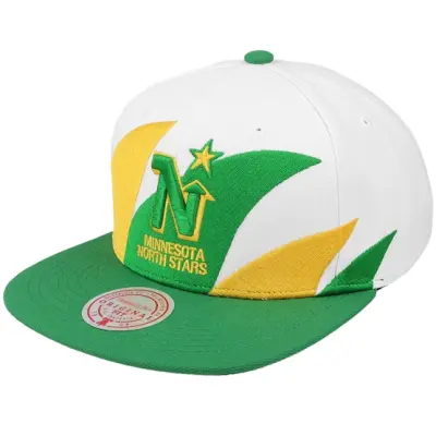 Mitchell&Ness - NHL Vit snapback Keps - Minnesota North Stars Vintage Sharktooth White Snapback @ Hatstore