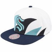 Mitchell&Ness - NHL Vit snapback Keps - Seattle Kraken Vintage Sharktooth White/Navy Snapback @ Hatstore