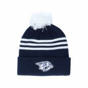 Adidas - NHL Blå pom Beanie - Nashville Predators 3-Stripe Cuffed Navy Pom @ Hatstore