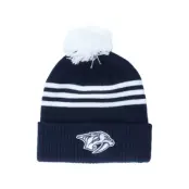 Adidas - NHL Blå pom Beanie - Nashville Predators 3-Stripe Cuffed Navy Pom @ Hatstore