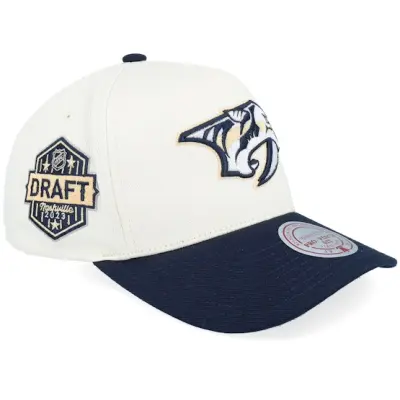 Mitchell&Ness - NHL Beige adjustable Keps - Hatstore Exclusive x Nashville Predators Pro Crown Sand/Navy A-frame Adjustable @ Hatstore