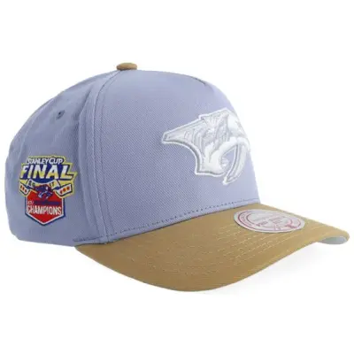 Mitchell&Ness - NHL Blå adjustable Keps - Nashville Predators Frosted Peak Pro Pinch Blue/Khaki A-frame Adjustable @ Hatstore