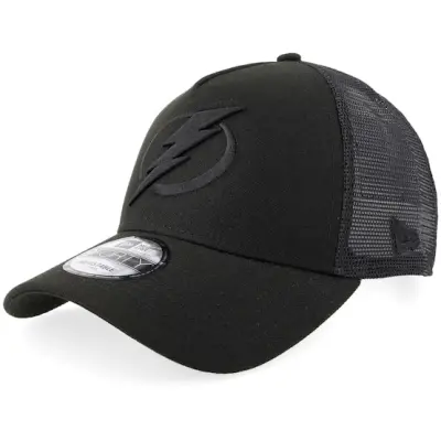 New Era - NHL Svart trucker Keps - Hatstore Exclusive x Tampa Bay Lightning 9FORTY Black A-frame Trucker @ Hatstore