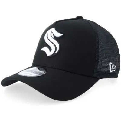 New Era - NHL Svart trucker Keps - Hatstore Exclusive x Seattle Kraken 9FORTY Black/White A-Frame Trucker @ Hatstore