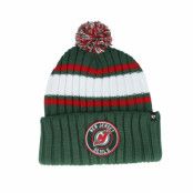 47 Brand - NHL Grön pom Beanie - New Jersey Devils Plateau 47 Cuff Beanie Dark Green/White/Red Pom @ Hatstore