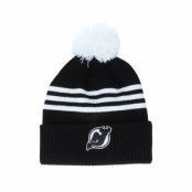 Adidas - NHL Svart pom Beanie - New Jersey Devils 3-Stripe Cuffed Black Pom @ Hatstore