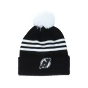 Adidas - NHL Svart pom Beanie - New Jersey Devils 3-Stripe Cuffed Black Pom @ Hatstore