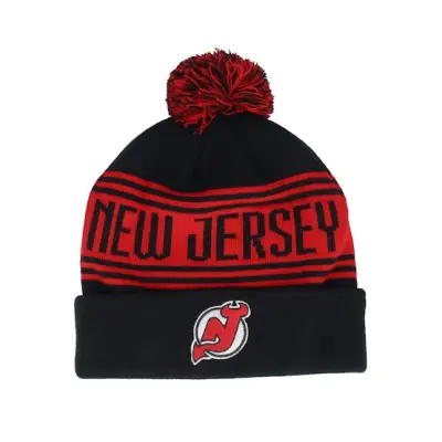Fanatics - NHL Svart pom Beanie - New Jersey Devils Black/Red Pom @ Hatstore