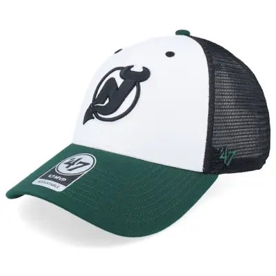 47 Brand - NHL Grön trucker Keps - Hatstore Exclusive x New Jersey Devils Branson Tri Tone MVP Mesh Black/Forrest/White Trucker @ Hatstore