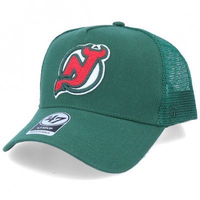 47 Brand - NHL Grön trucker Keps - New Jersey Devils Mvp Chain Link Dark Green/Red Trucker @ Hatstore