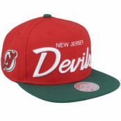 Mitchell&Ness - NHL Röd snapback Keps - New Jersey Devils Vintage Script Red/Green Snapback @ Hatstore