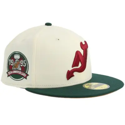New Era - NHL Beige fitted Keps - New Jersey Devils 59FIFTY Chrome/Dark Green Fitted @ Hatstore
