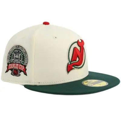 New Era - NHL Beige fitted Keps - New Jersey Devils 59FIFTY Chrome/Dark Green Fitted @ Hatstore