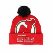 Mitchell&Ness - NHL Röd pom Beanie - New Jersey Devils Punch Out Knit Red Pom @ Hatstore