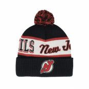 Mitchell&Ness - NHL Svart pom Beanie - New Jersey Devils Block Sweep Knit Black Pom @ Hatstore