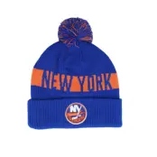 Fanatics - NHL Blå pom Beanie - New York Islanders Beanie Royal/Orange Pom @ Hatstore