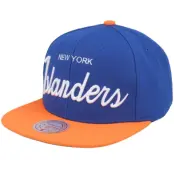 Mitchell&Ness - NHL Blå snapback Keps - New York Islanders Vintage Script Blue/Orange Snapback @ Hatstore