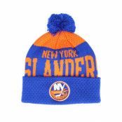 Outerstuff - NHL Blå pom Beanie - Kids New York Islanders Stretchark Knit Royal/Orange Pom @ Hatstore