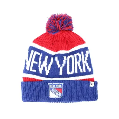 47 Brand - NHL Blå pom Beanie - New York Rangers  Breakaway Knit Red Pom @ Hatstore