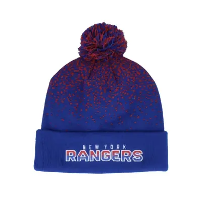 Fanatics - NHL Blå pom Beanie - New York Rangers Iconic Gradiant Beanie Deep Royal Pom @ Hatstore