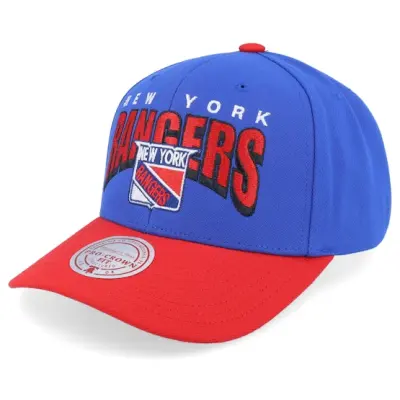 Mitchell&Ness - NHL Blå adjustable Keps - New York Rangers Boom Text Pro Vintage Blue/Red Adjustable @ Hatstore