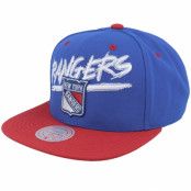 Mitchell&Ness - NHL Blå snapback Keps - New York Rangers Transcript Royal/Red Snapback @ Hatstore