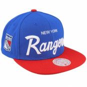 Mitchell&Ness - NHL Blå snapback Keps - New York Rangers Vintage Script Blue/Red Snapback @ Hatstore