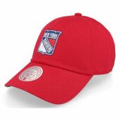 Mitchell&Ness - NHL Röd unconstructed Keps - New York Rangers Team Ground 2.0 Red Dad Cap @ Hatstore