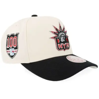 Mitchell&Ness - NHL Vit adjustable Keps - Hatstore Exclusive x New York Rangers Pro Crown Cream/Black A-Frame Adjustable @ Hatstore
