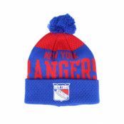 Outerstuff - NHL Blå pom Beanie - Kids New York Rangers Stretchark Knit Royal/Red Pom @ Hatstore