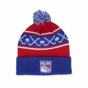 Outerstuff - NHL Röd pom Beanie - Kids New York Rangers Face-off Cuff Beanie Blue/Red Pom @ Hatstore