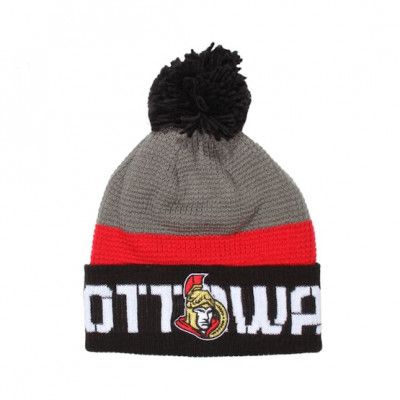 Reebok - NHL Svart pom Beanie - Ottawa Senators Team Pom Knit @ Hatstore