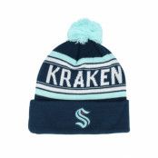 Outerstuff - NHL Blå pom Beanie - Kids Seattle Kraken Jacquard Cuff Beanie Navy Pom @ Hatstore