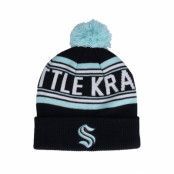 Outerstuff - NHL Blå pom Beanie - Kids Seattle Kraken Jacquared Knit Navy Pom @ Hatstore