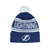 Outerstuff - NHL Blå pom Beanie - Kids Tampa Bay Lightning Jacquard Cuffed Knit Blue Pom @ Hatstore