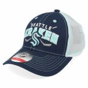 Outerstuff - NHL Blå trucker Keps - Kids Seattle Kraken Lockup Meshback Cap Navy/White Trucker @ Hatstore