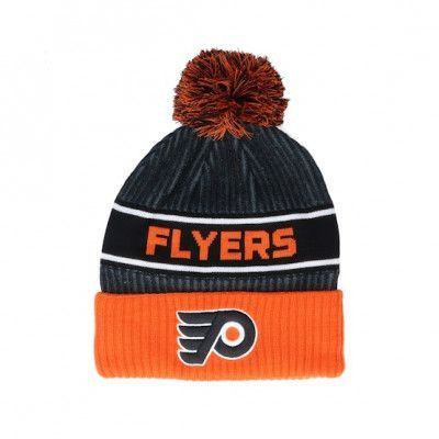 Fanatics - NHL Svart pom Beanie - Philadelphia Flyers Authentic Pro Locker Room Black/Orange Pom @ Hatstore