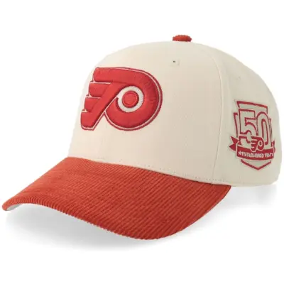 Mitchell&Ness - NHL Vit adjustable Keps - Philadelphia Flyers Fall Corduroy Pro Off White/Orange Adjustable @ Hatstore