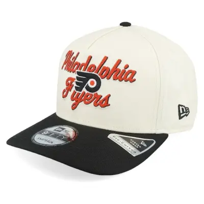 New Era - NHL Vit adjustable Keps - Philadelphia Flyers 9FIFTY Chainstitch Chrome White/Black A-Frame Adjustable @ Hatstore