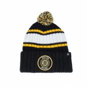 47 Brand - NHL Svart pom Beanie - Boston Bruins Plateau 47 Cuff Knit Beanie Black/White/Yellow Pom @ Hatstore