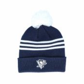 Adidas - NHL Blå pom Beanie - Pittsburgh Penguins 3-Stripe Cuffed Navy Pom @ Hatstore