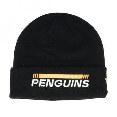 Fanatics - NHL Svart cuff Beanie - Pittsburgh Penguins Authentic Pro Game&Train Knit Black Cuff @ Hatstore