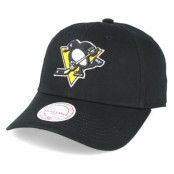 Keps Pittsburgh Penguins Team Logo Low Pro Strapback Black Adjustable - Mitchell & Ness
