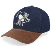 Mitchell&Ness - NHL Blå adjustable Keps - Pittsburgh Penguins D-stressed Pro Dark Navy/Brown Corduroy A-frame Adjustable @ Hatstore