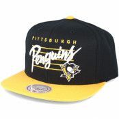 Mitchell&Ness - NHL Svart snapback Keps - Pittsburgh Penguins Cursive Script Logo Black Snapback @ Hatstore