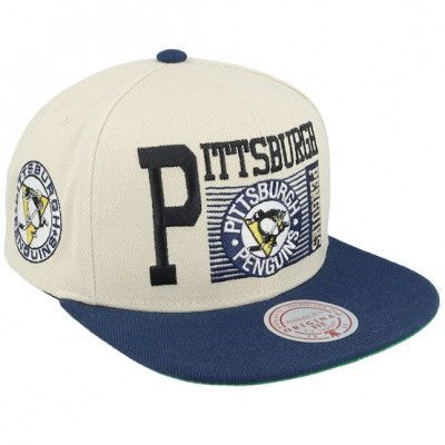 Mitchell&Ness - NHL Vit snapback Keps - Pittsburgh Penguins Speed Zone Vintage Off White/Navy Snapback @ Hatstore