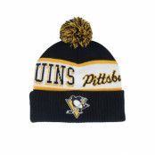 Mitchell&Ness - NHL Svart pom Beanie - Pittsburgh Penguins Block Sweep Knit Black Pom @ Hatstore