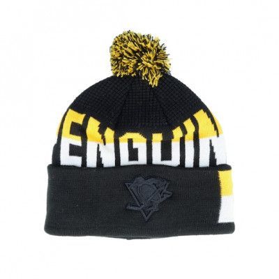 Outerstuff - NHL Svart pom Beanie - Kids Pittsburgh Penguins Face-off Jacquard Knit Black/Yellow Pom @ Hatstore